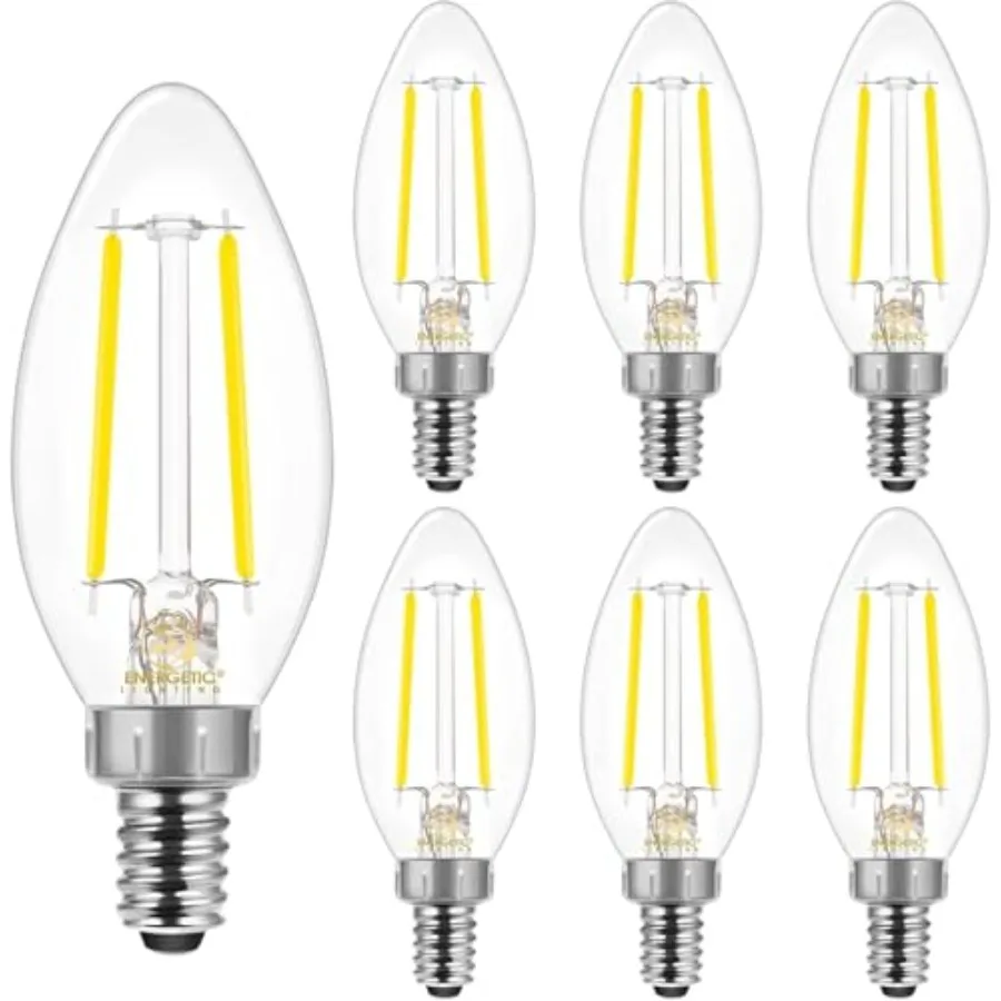 

Energetic LED E12 Candelabra Bulb B10 B11,,60 Watt Equivalent Chandelier LED Edison Type B Light Bulb, Dimmable, 6 Pack