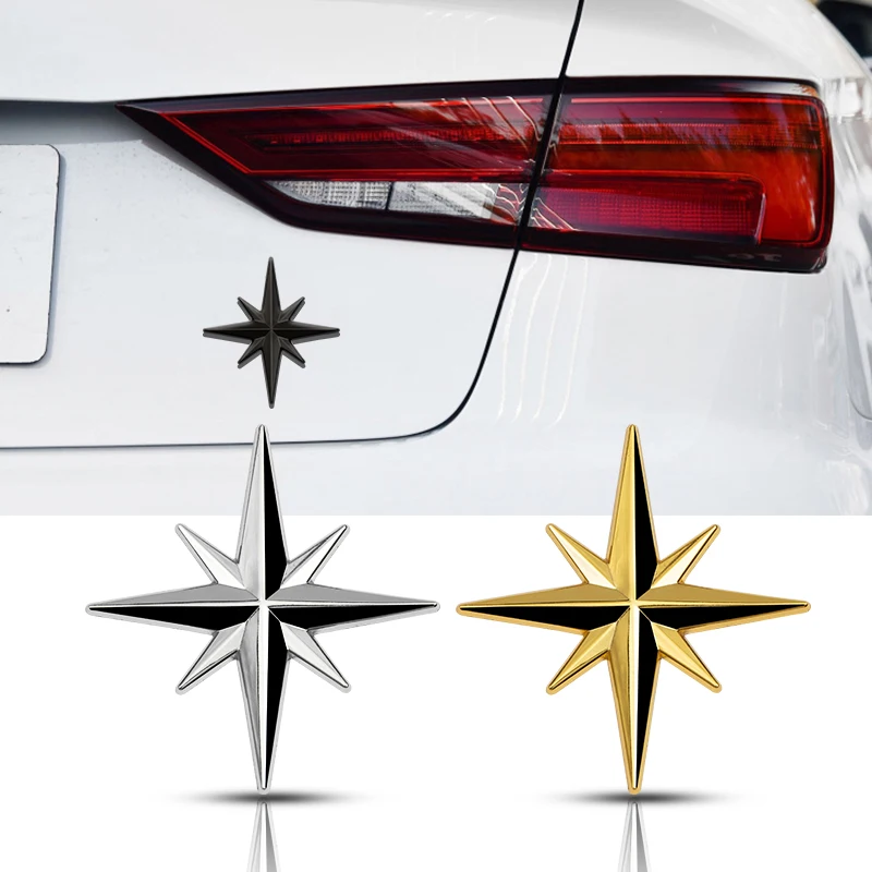 

Car Styling 3D Metal Creative Guide Star North Polaris Rear Trunk Fuel tank Cap Decal Motorcycle Decoration Sticker Accessories