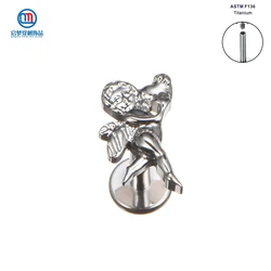 QM 1PCS 16G ASTM F136 Piercing Titanium Internally Threaded Angel Labret Tragus Earring Lip Helix Body Jewelry