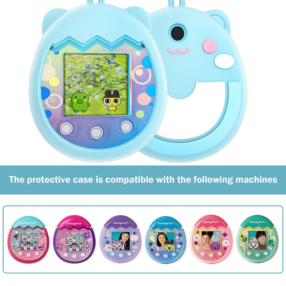 실리콘 전체 보호 커버 만화 동물 모양의 전자 애완 동물 기계 커버 케이스 Tamagotchi Pix 용 끈으로 방수