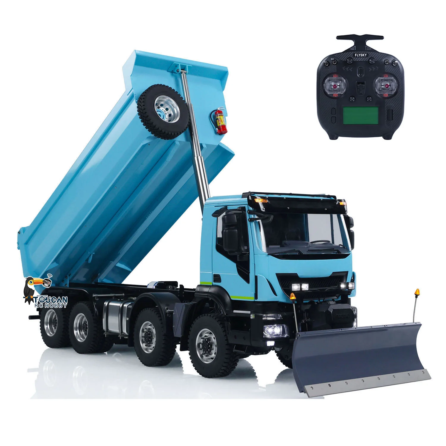 

1/14 Metal Hydraulic RC Dump Truck 8x8 Remote Control Tipper Painted Finished Cars Sound Light Snow Blade Toys for Boys TH23846