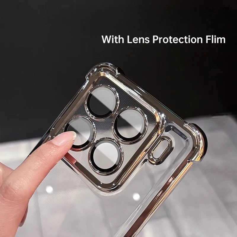 Transparente Objektivschutzfolie mit Galvanisierung für Xiaomi 17T Pro, stoßfeste Silikonhülle mit vier Ecken für Xiaomi 15T Pro 15T – Detail 2