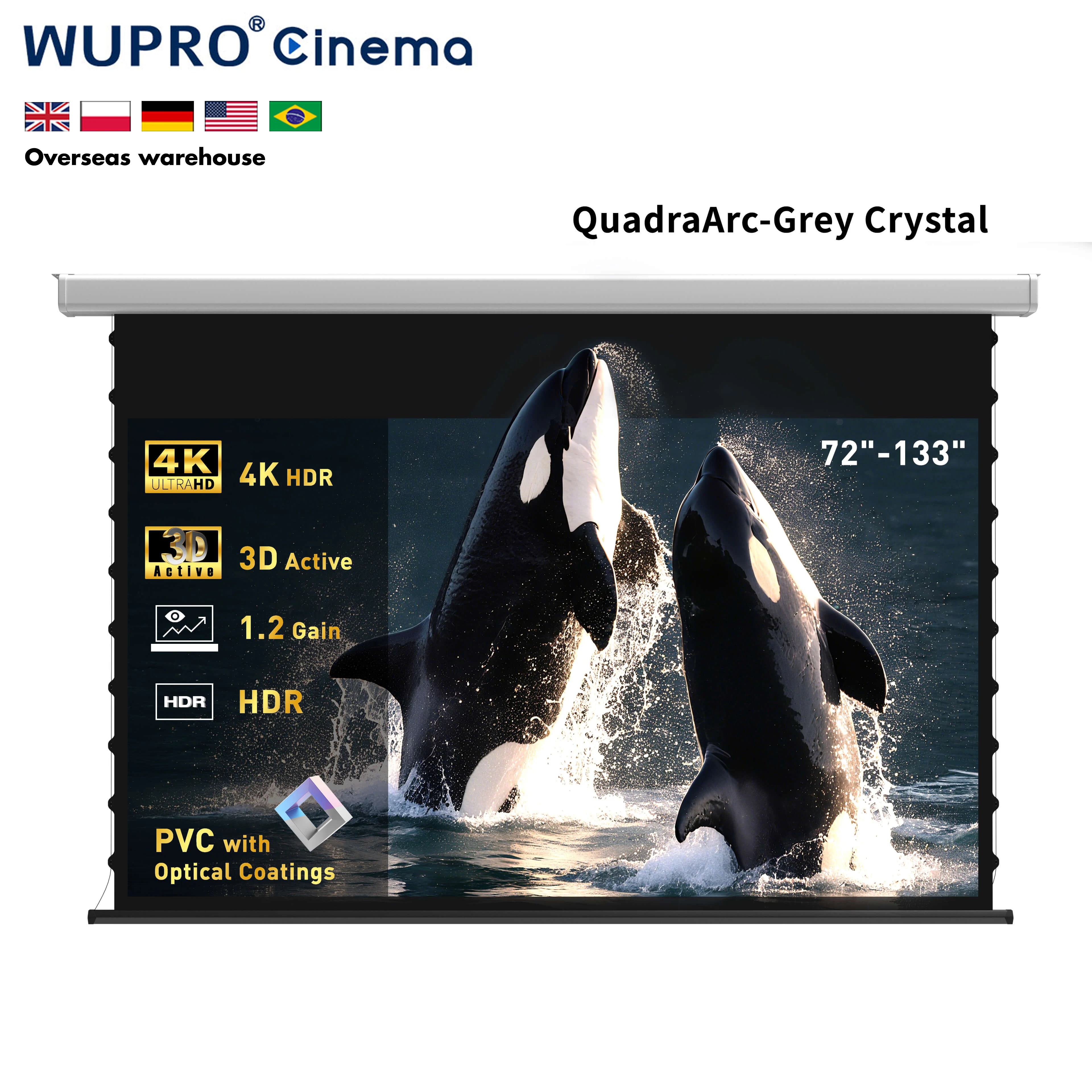 [Controle inteligente] 72-133 polegadas Wupro Automático 16:9 4K 3D ALR Tela de projetor elétrica motorizada resistente à luz ambiente
