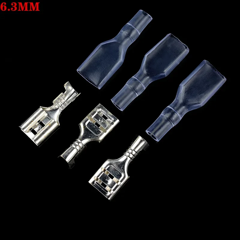 50Sets Female Spade Connector 2.8 /4.8 /6.3mm Crimp Terminal with Insulating Sleeves For Terminals 22-16AWG