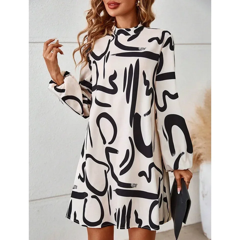 

Women's Dresses All Season Simple Decent Design Line Long Sleeve Crew Neck Mini Shift Fashion Dresses
