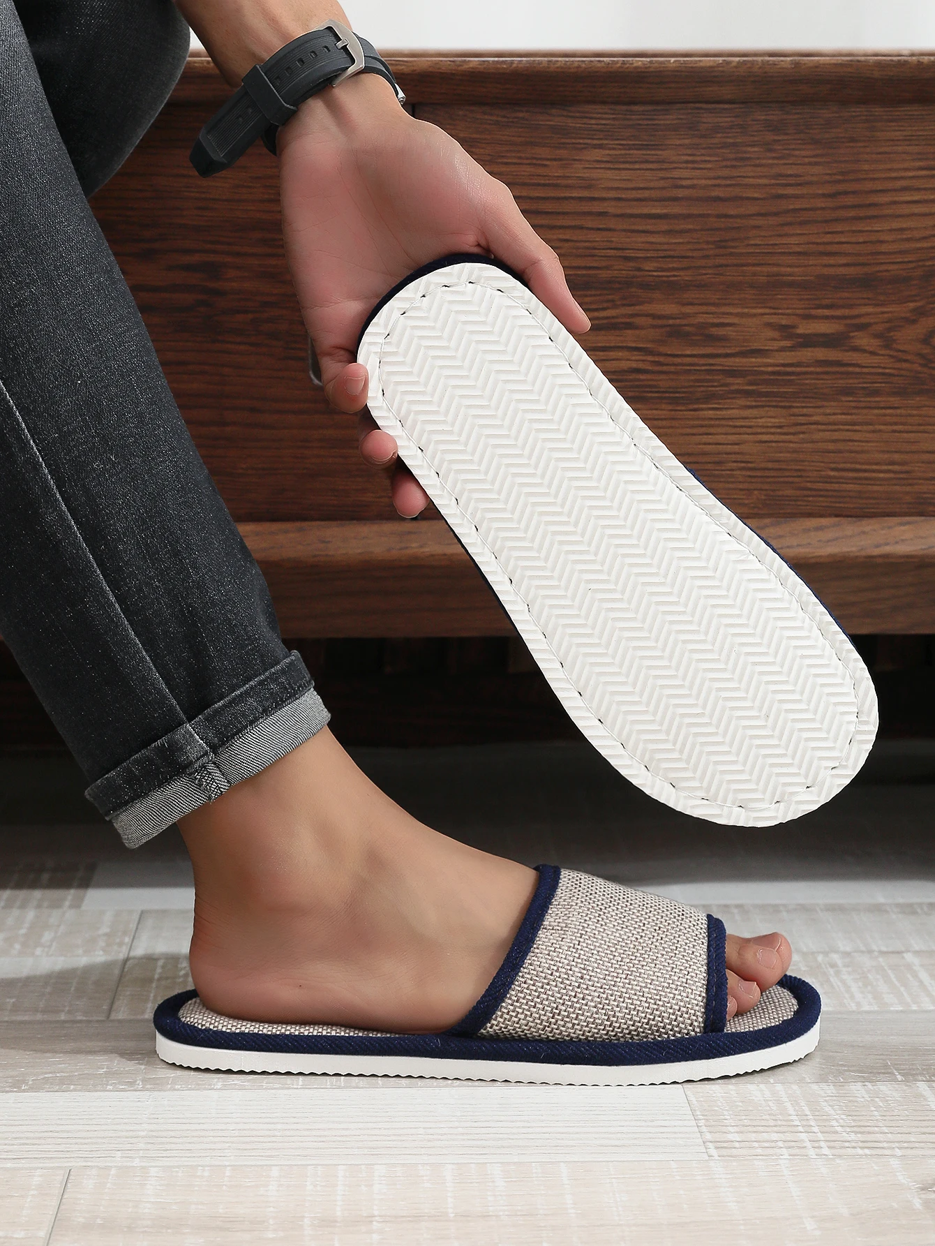 Linen Slippers Men's Summer Home Indoor Non-Slip Hospitality Spring & Fall All Year Round Couple Cotton and Linen Slippers