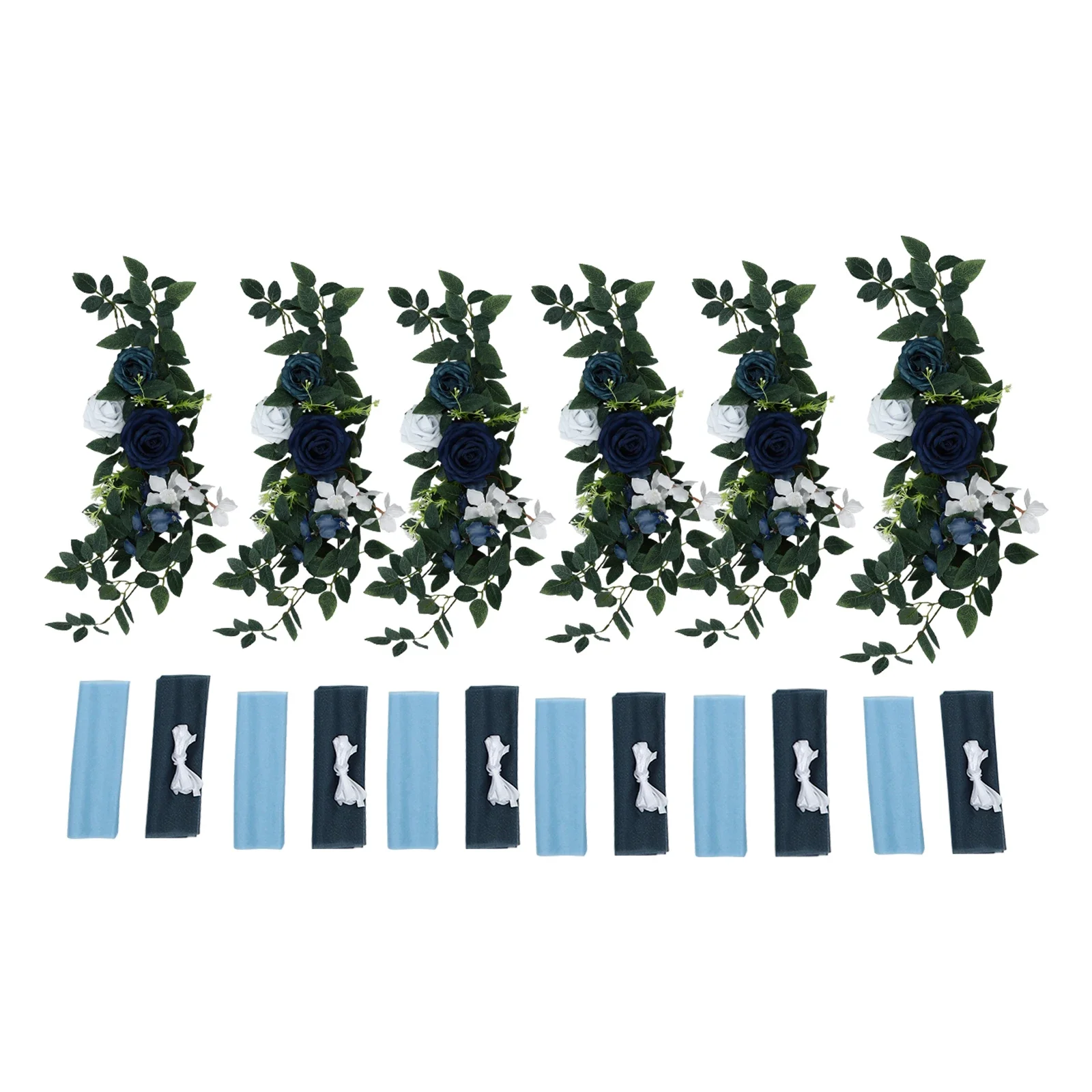 

Blue Artificial Flower Arrangement Ribbons For Wedding Chair Backcor Pack 6x