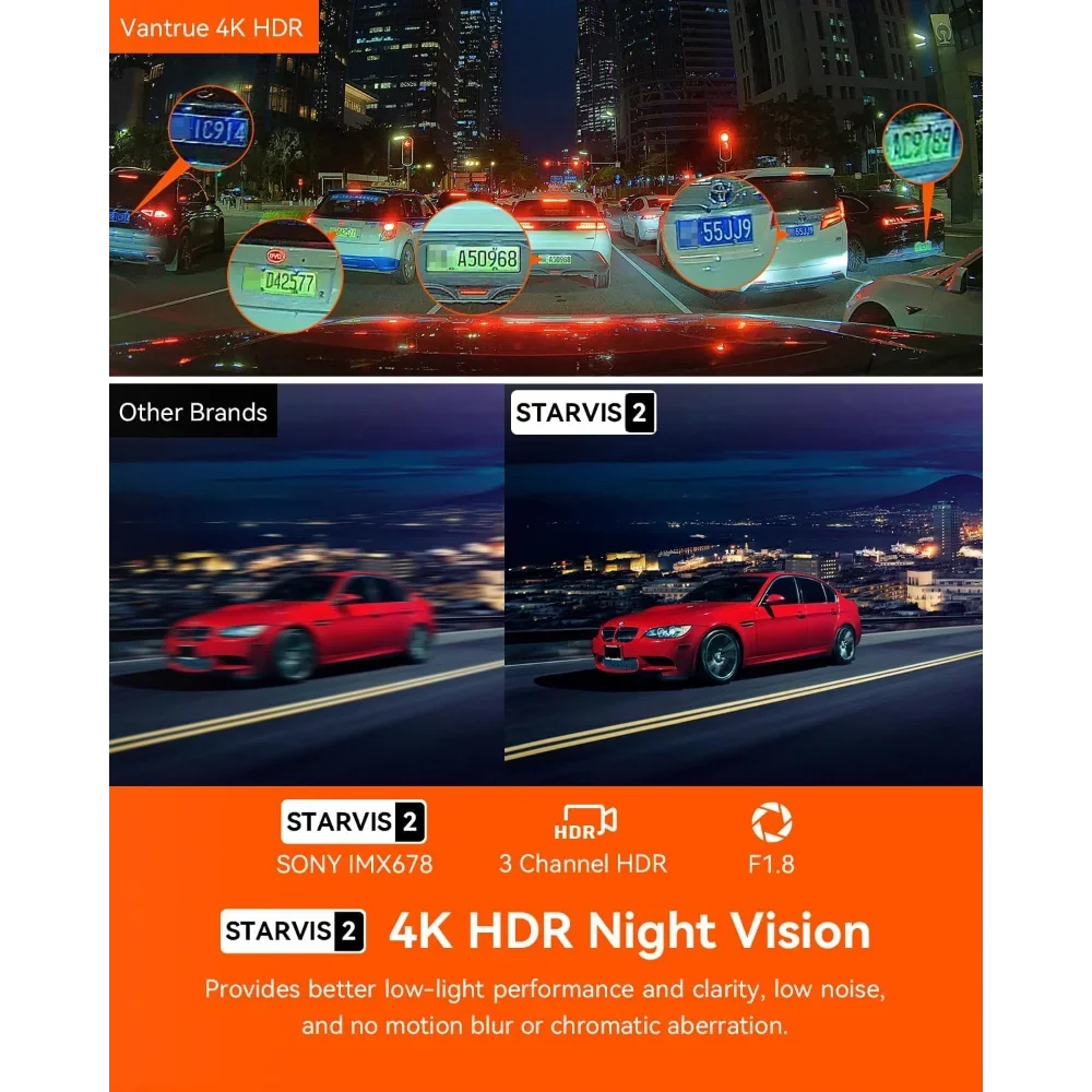 Dash Cam WiFi 4K a 3 canali, per visione notturna STARVIS 2 IMX678, 4K + 1080P + 1080P anteriore interna e posteriore tripla fotocamera per auto