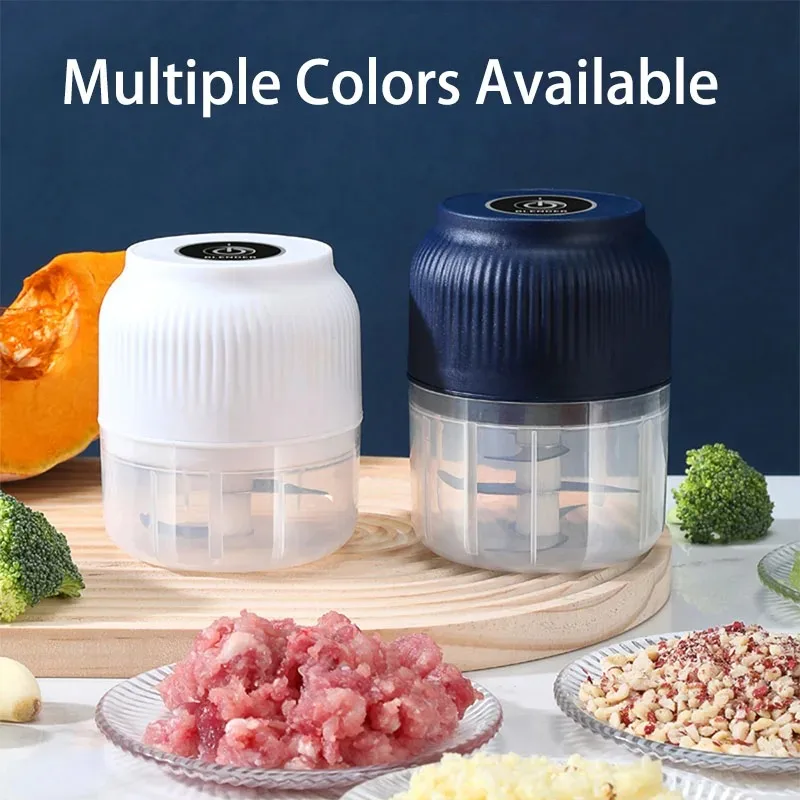 250ml Mini Wireless USB Rechargeable Electric Vegetable Chopper, Garlic Crusher, Food Chopper with 3 Blades for Kitchen Gadgets image 2