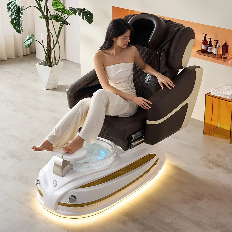 Professional Pedicure Chair No Plumbing,Pedicure Station with Retractable Base for Salon (Basin  Included),Portable Reclining