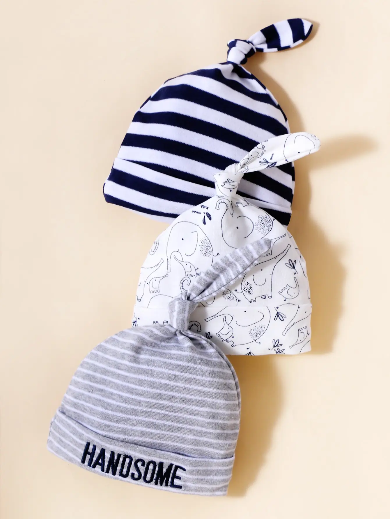 3 PCS Random Spring and Autumn Baby Hat Printed Children\'s Knitted Hat Cotton Newborn Hat Baby Boy Hat Child Accessories