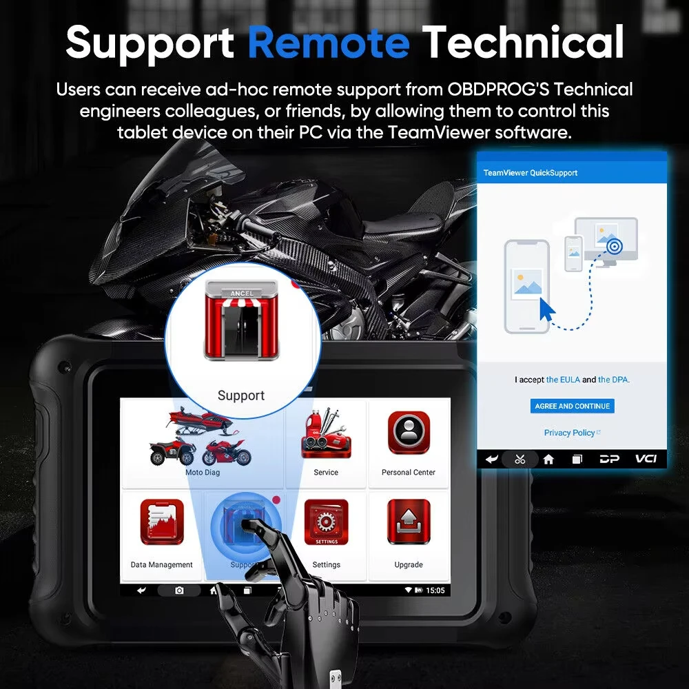 ANCEL MT700 OBD2 Motorcycle Scanner with Full System for Oil Reset ABS ECU Coding Active Test 31 Reset Functions Diagnostic Tool