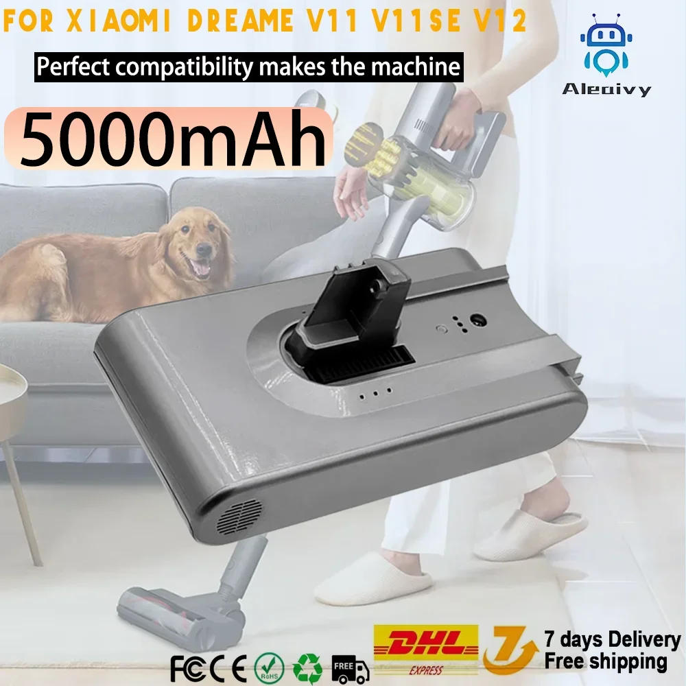 

25.2V 5000mAh High-Compatible Li-ion Replacement Battery for Dreame V11SE/V12Pro/V11/VVT1/VVA1 - Easy Swap, Maintain Efficiency