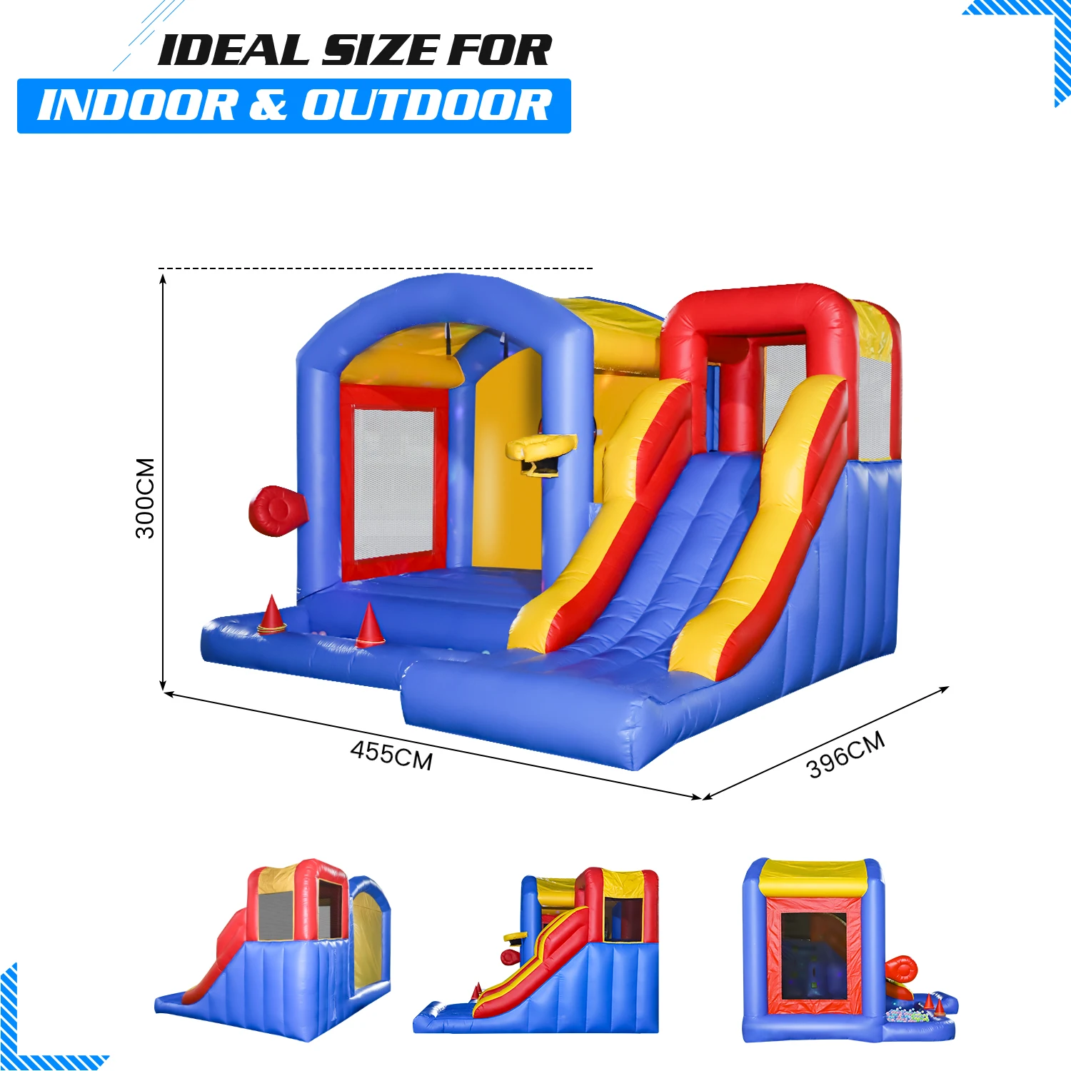 4.5x4x3m PVC Commercieel Opblaasbaar Bounce Huis met LED Licht voor Kids Party kinderspeelgoed, kinderspeeltuin