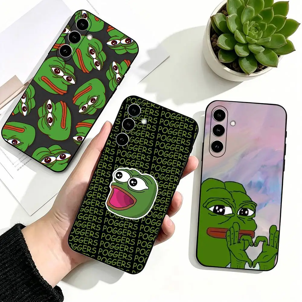 Viral Meme Pepe the Frog Phone Case For Samsung Galaxy A73,A72,A71,A70,A53,A52,A51,Soft Silicone Black Cover