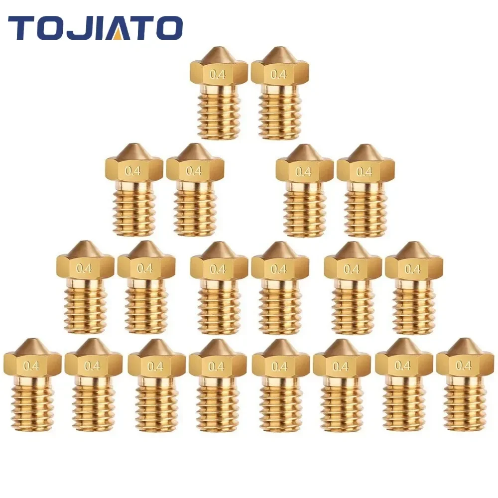 10pcs E3D Nozzles M6 0.4mm Brass Nozzle Extruder Print Head for 1.75mm Filament E3D V5-V6 3D Printer Parts