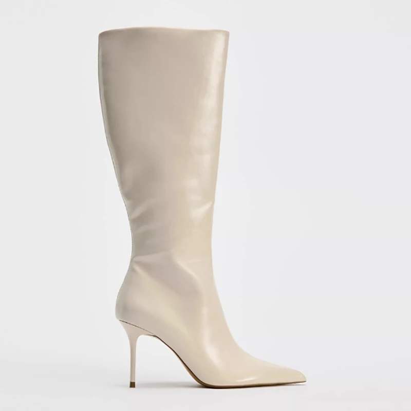 New Side zipper Knee-High Boots Women Pointed Toe Boots For Women Botines Mujer Party High Heels Women Long Tube Boots Women