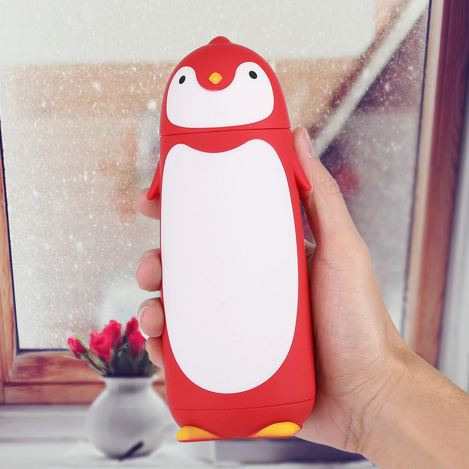 Portable Water Bottle Travel Mug 300ML Portable Cute Penguin Glass Water Bottle Double Layer Mug Travel Cup Water Bottle