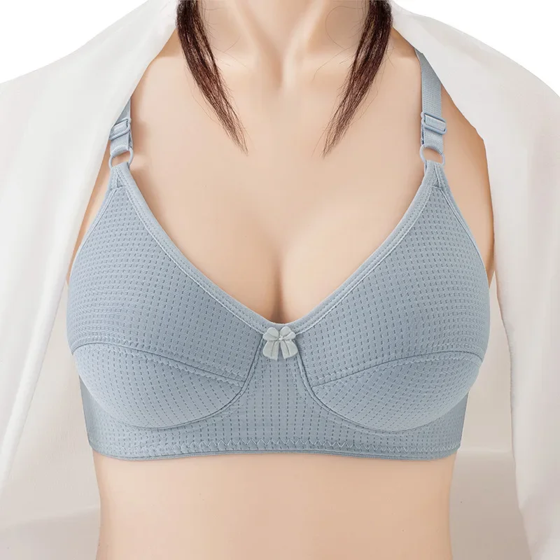 Comfortable breathable cotton thin cup underwear bra simple natural middle-aged and elderly women without underwire