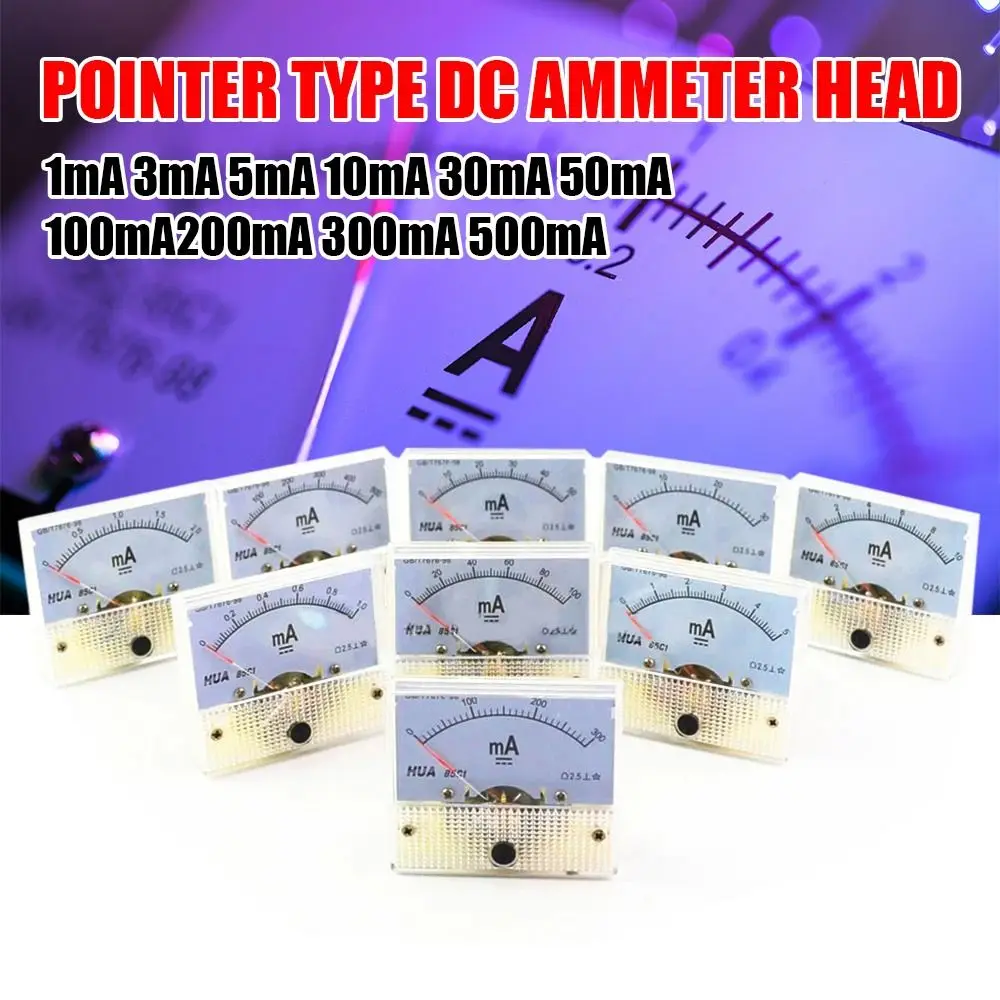 85C1-mA Pointer 1mA 2mA 10mA 20mA 50mA 100mA Measuring Tool DC Amp Meters Ammeter Panel Analog Meter