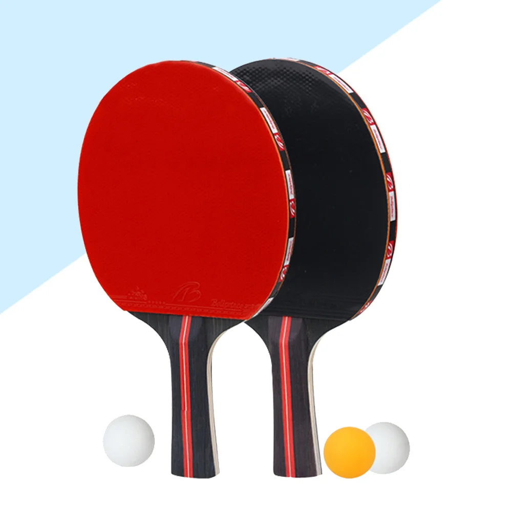 

Table Tennis Racket Set With 3 Balls For Beginners Professionals Durable Ping Pong Racket Horizontal Handle Comfortable