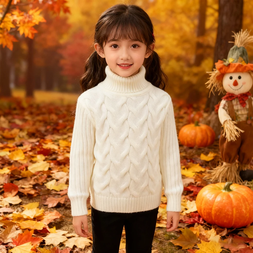 

Children's Clothing Autumn Winter Sweater Boy Girl Knitted Bottoming Turtleneck Keep Warm Sweater Solid High Collar Knitted Top