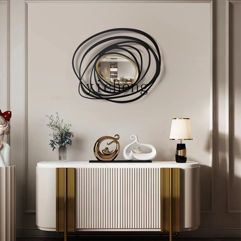 

XL wall decorative mirror pendant aisle entrance light luxury wall hanging wrought iron pendant