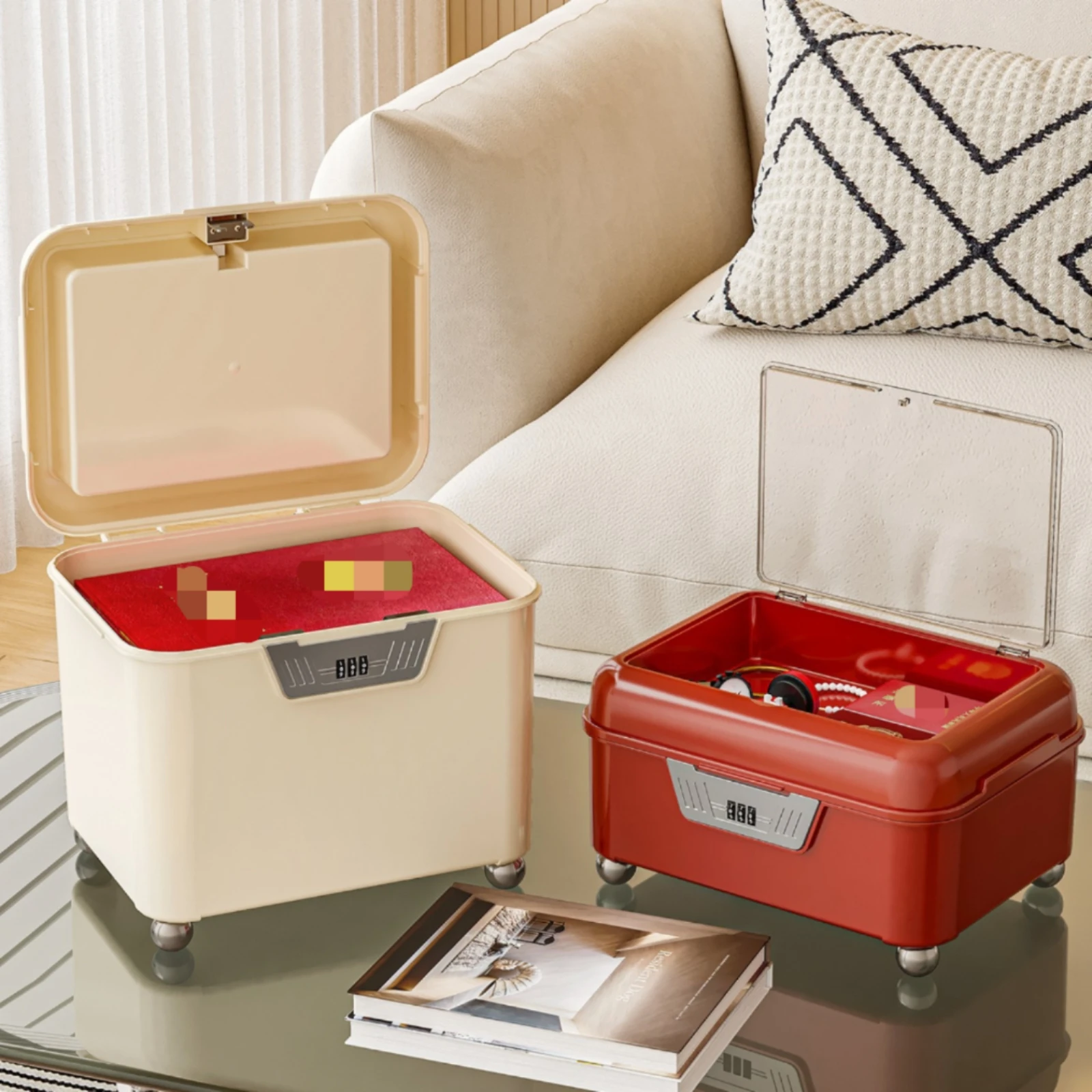 Jewelry Lock Box Clear Tinted Lid Combination Lock Box Lockbox Rectangular Rounded Corners