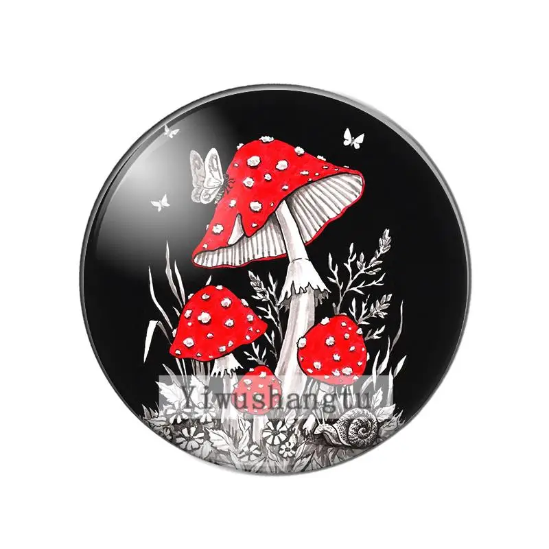 Cartoon Mushroom bird girl  gift  8mm/10mm/12mm/18mm/20mm/25mm Round photo glass cabochon demo flat back Making findings ZB0543