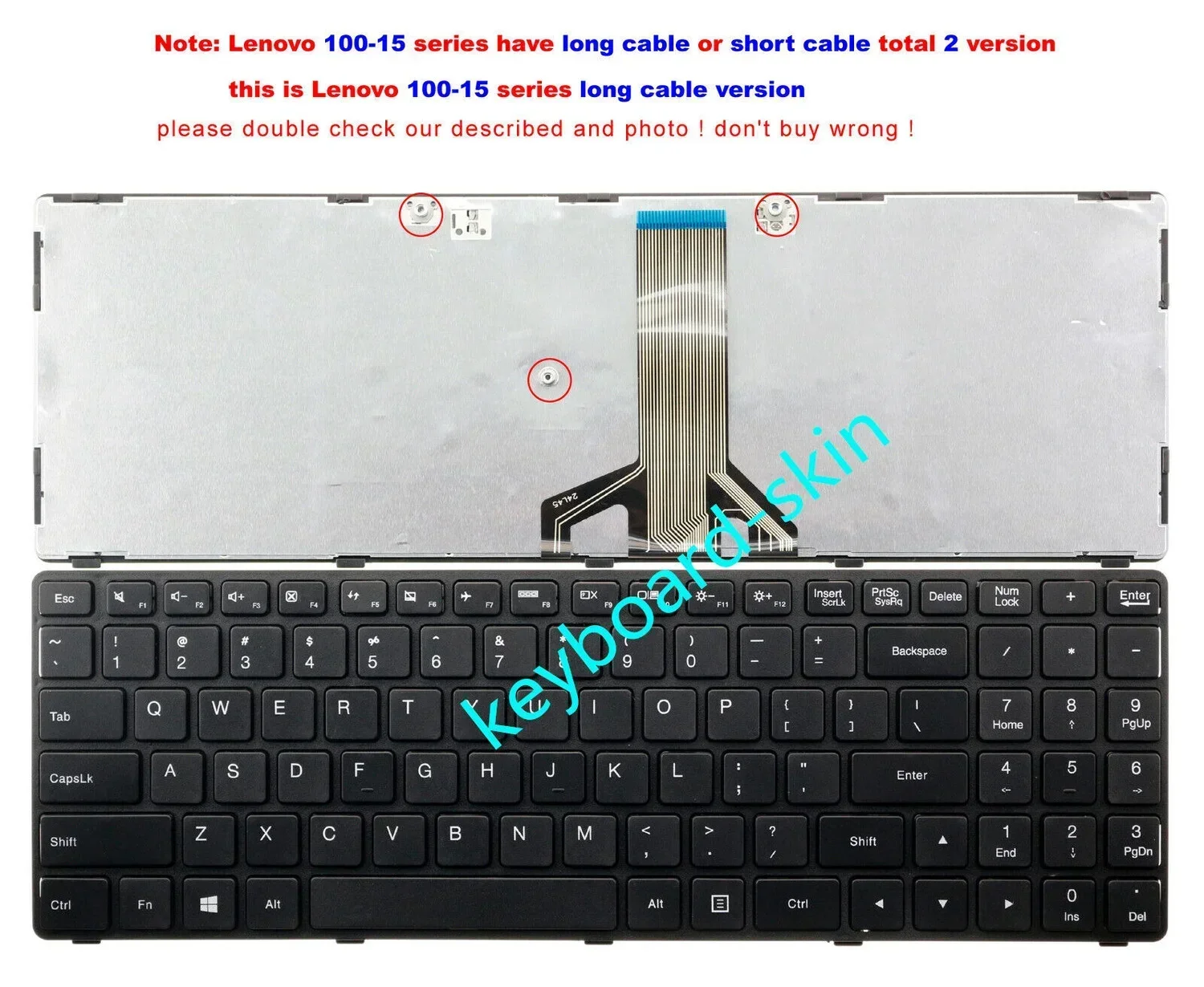 

Клавиатура США для Lenovo tianyi 100-15,100-15IBD,100-15ISK,100-15-IFI SN20J78609 6385H-US PK1310E1A00 SN20J78609, версия с длинной проволокой