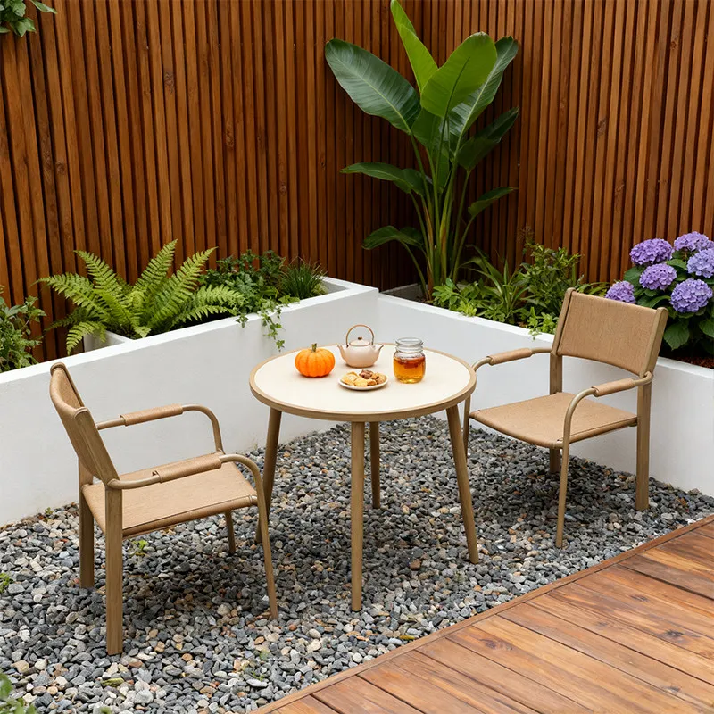 

Outdoor courtyard tables and chairs Outdoor leisure rattan chairs Garden villa terrace Outdoor rattan commercial dining table
