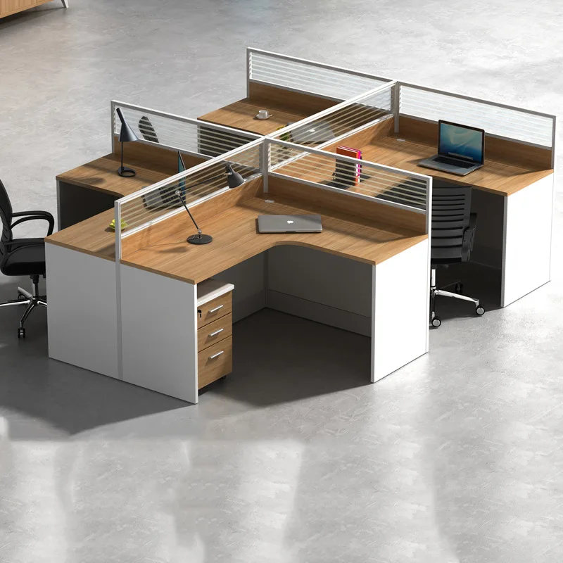 Foshan Office Furniture, Modern Simple Staff Desk Computer Work Desk and Chair Combination Partition Screen Card Position