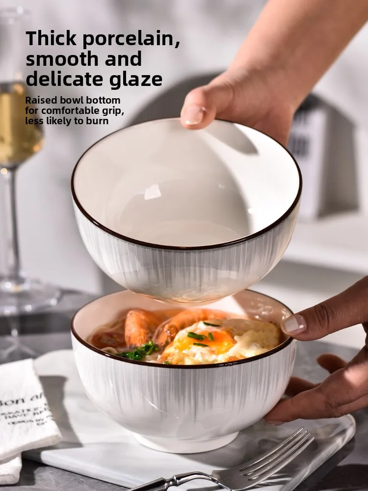

New 2026 6-Inch Ceramic Soup Bowl High-End Home Use Special Good-Looking Noodle Soup Bowl Simple Style Monochrome Glaze