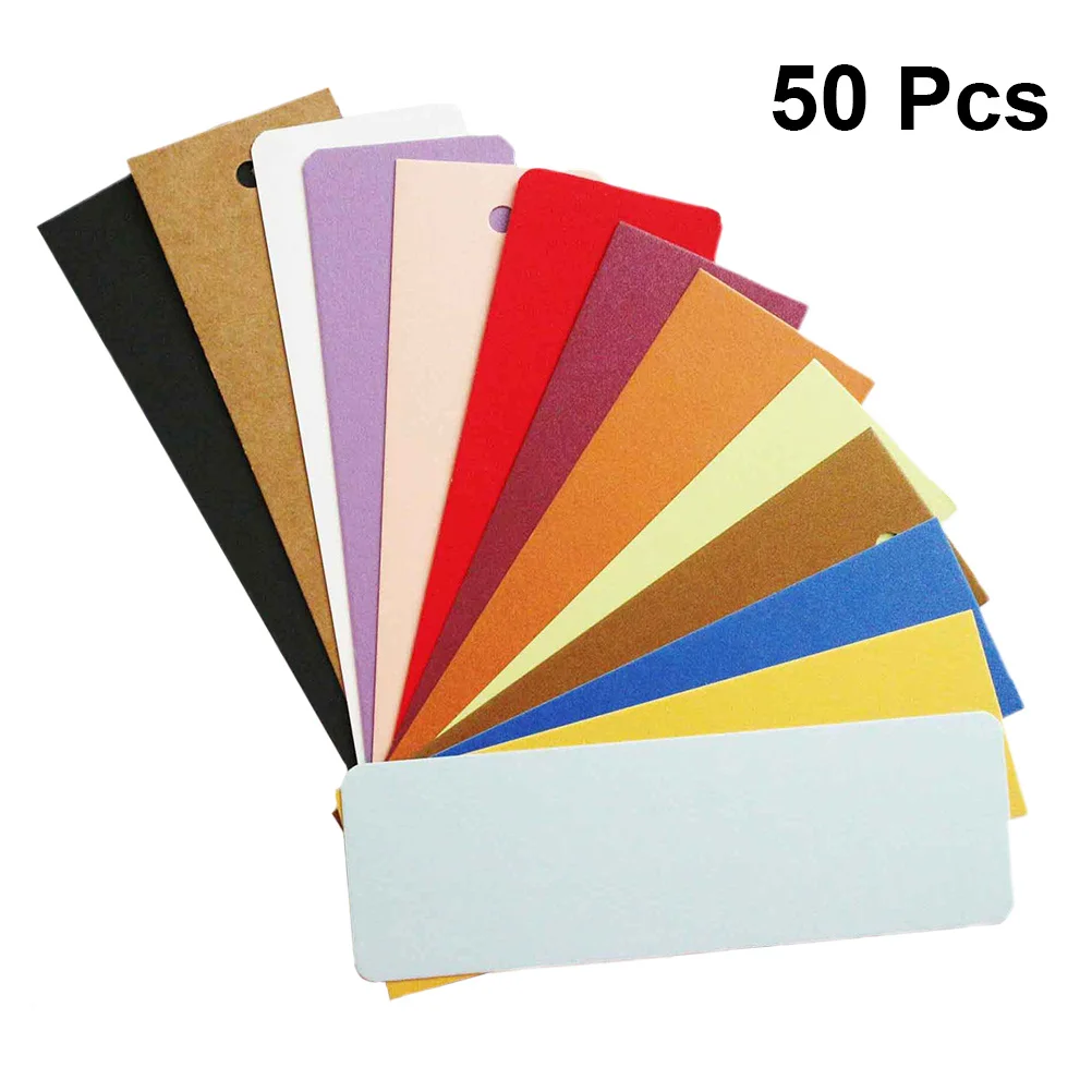 

50Pcs Kraft Paper DIY Bookmarks Blank Colorful Paper Book Mark Gift Message Card for Students Readers Colorful Bookmark