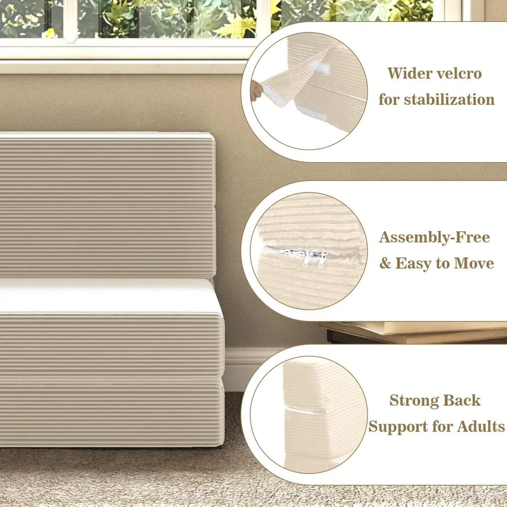 Convertible Memory Foam Sofa Bed with Back Support, Futon Floor Mattress for Living Room, Sleeper Chair Ideal for Guests