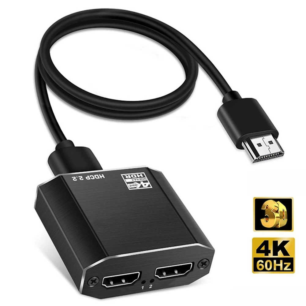 4K@60Hz HDMI-Compatible Displays Splitter Switch 1 In 2 Out With Scalar High Speed HDMI-Compatible Cable Support HDCP 2.2