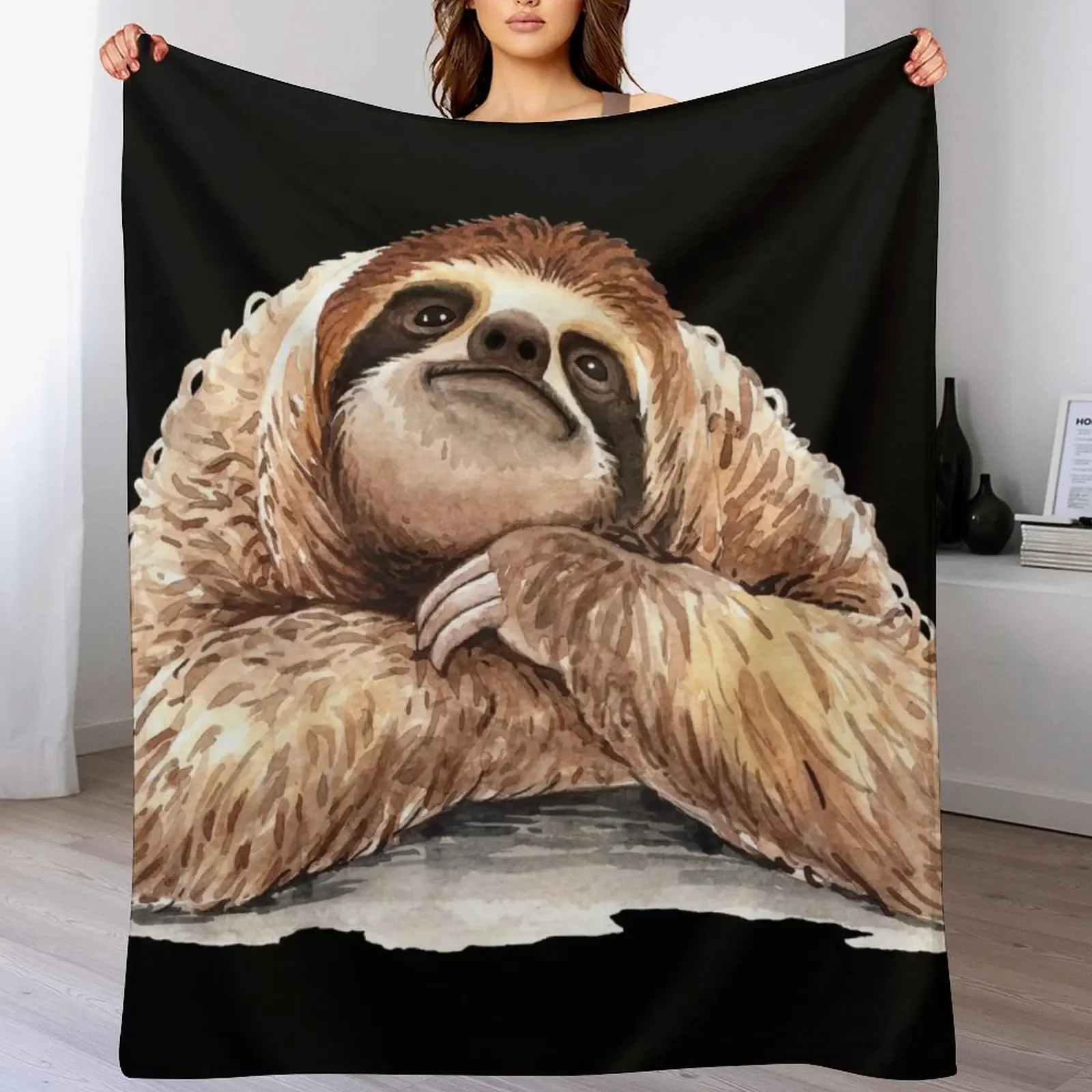 

Smiling Sloth Throw Blanket Plaid Beach Extra Large Throw Furry Blankets