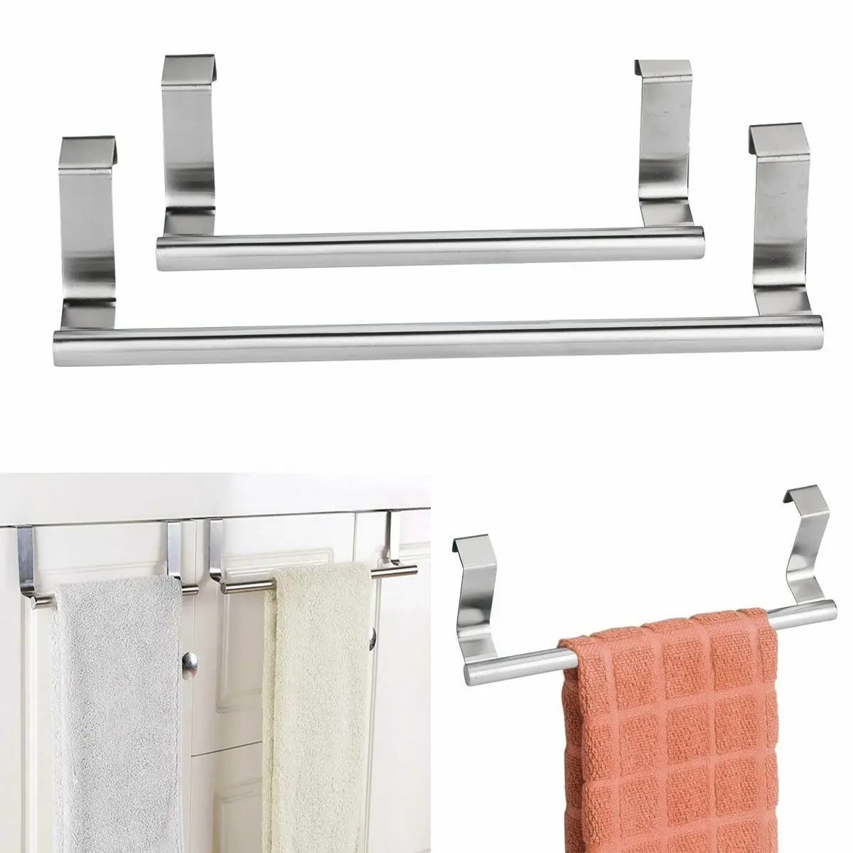 

Over Cabinet Door Towel Rack Bar Hook Kitchen Storage Bathroom Shelf Holder