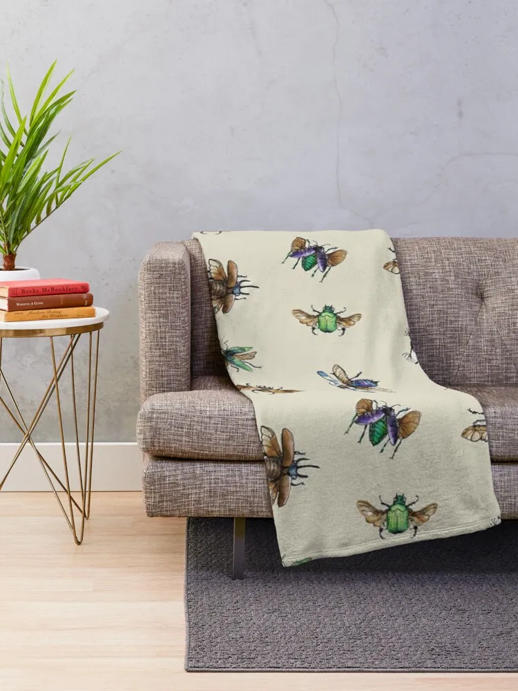 Beetle collection - Beautiful Bugs Throw Blanket Flannel Bed covers Blankets