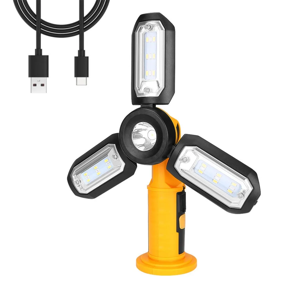 Durable Rechargeable Camping Lanterns Foldable With Hook Portable Rechargeable Light LED Work Light Household Repairing
