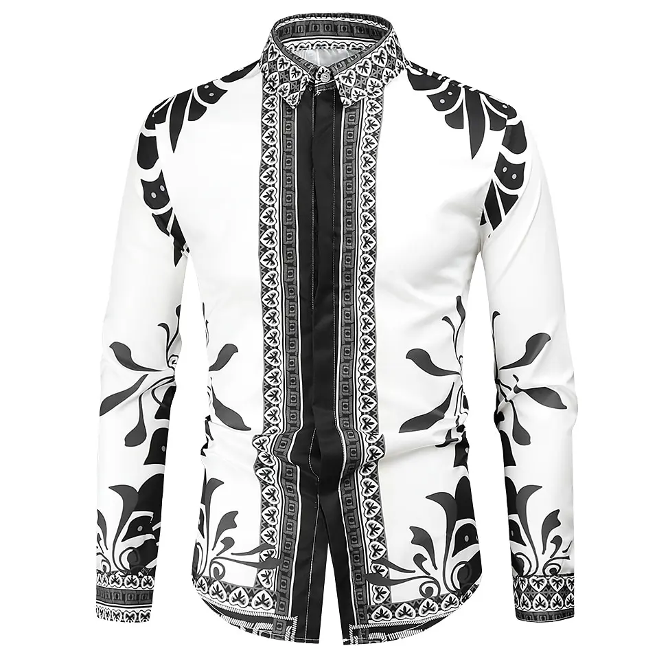 Western Men's Shirt Pattern Classic Lapel Daily Resort Long Sleeve Clothing Fashion Designer Classic