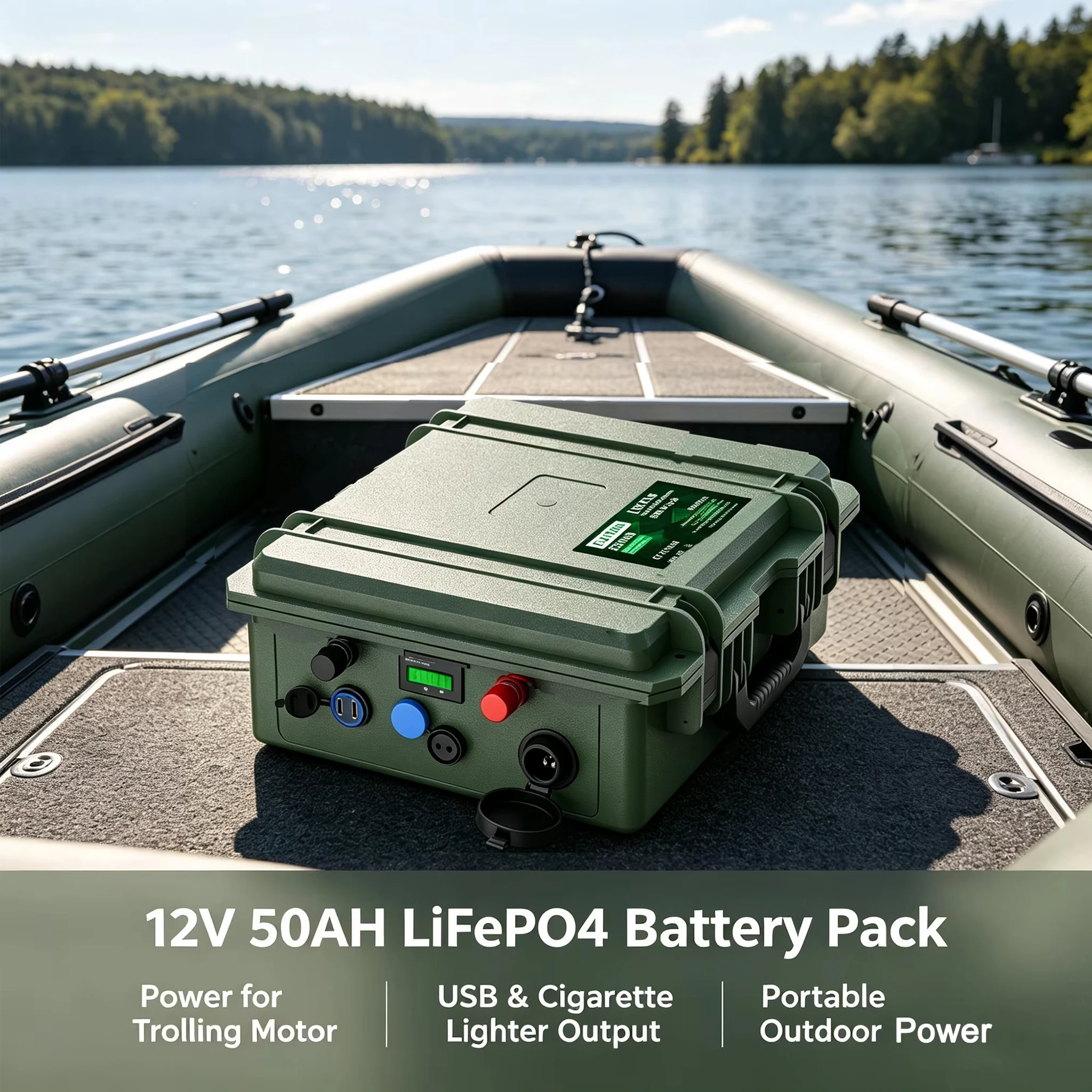LiFePO4 12V 50AH Trolling-Motor-Batterie für Fischfinder, Außenborder …