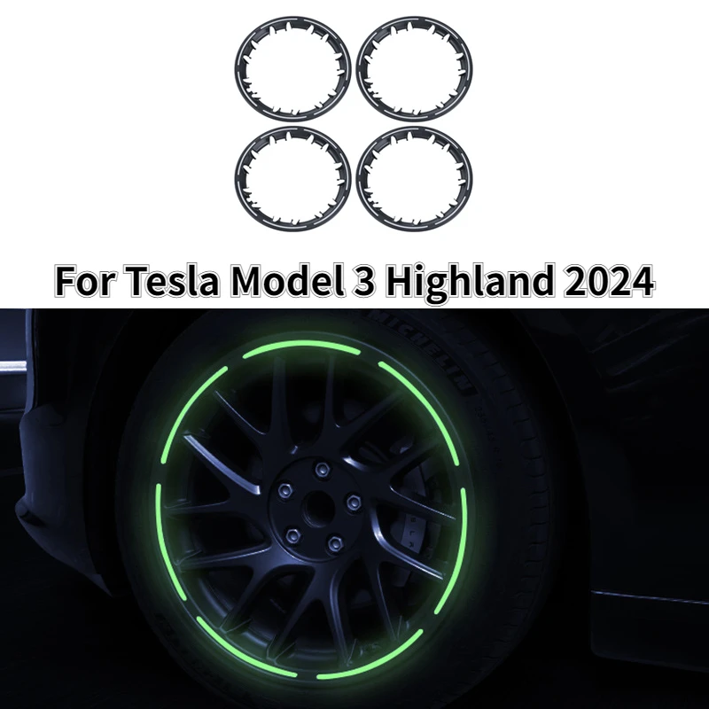 

4 шт. защитное кольцо ступицы колеса для Tesla Model 3 Highland 2024 светящаяся полупакет крышка ступицы колеса декоративные аксессуары