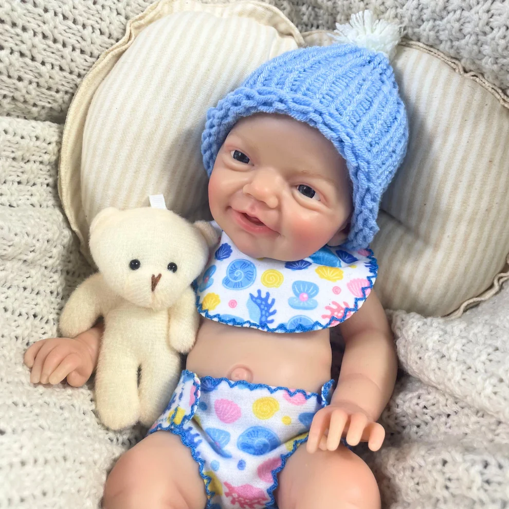 

Мини 33 см окрашенная силиконовая кукла реборн Чарли Мальчик оригинальная полностью твердая силиконовая моющаяся кукла игрушка Рождественский подарок