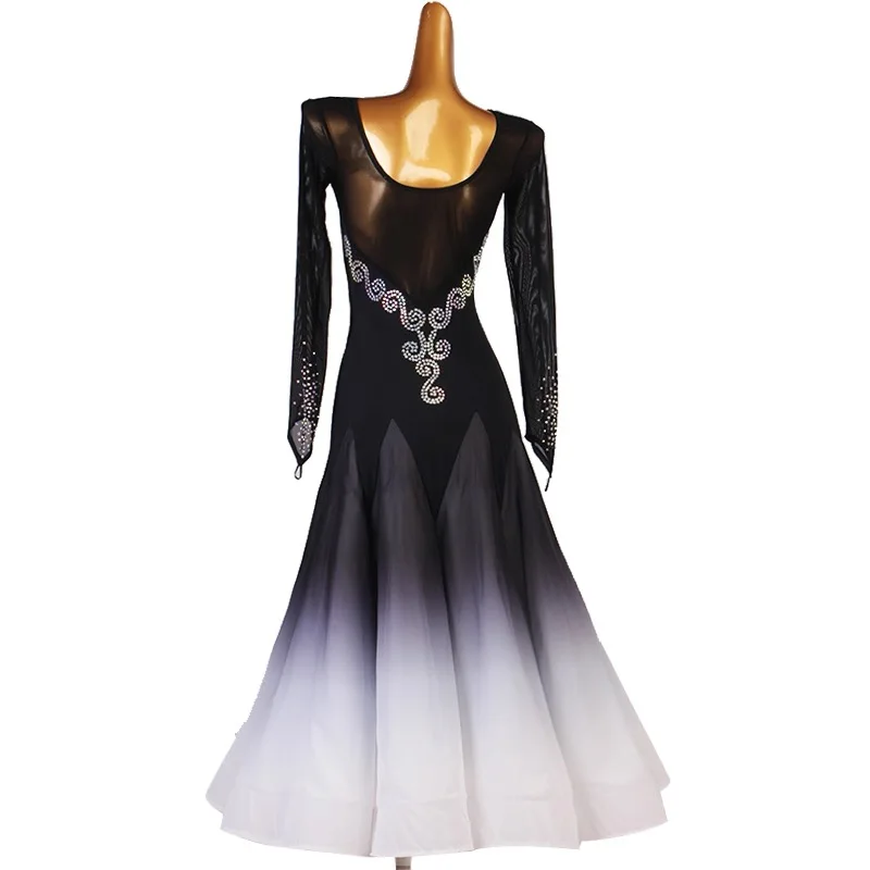 Ballroom Competition Dance Dresses Women Advanced Long Sleeve Standard Ballroom Dancing Wear Adult Purple Waltz Ballroom Dress
