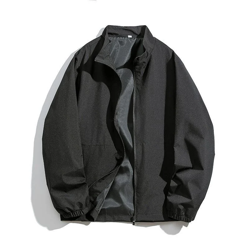 Men's Spring and Autumn Standing Collar Jacket, Oversized Double-layer Thin Casual Jacket, Windproof Loose Versatile Top