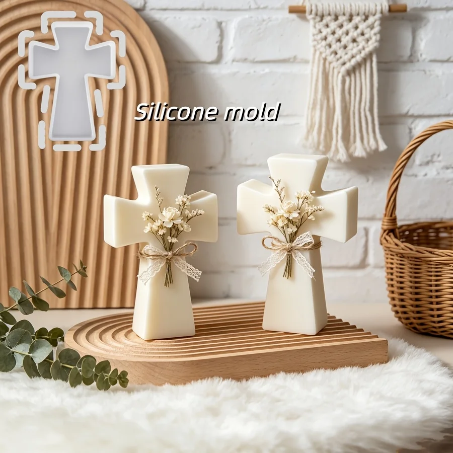 1/2 pièces de moule en silicone en forme de croix, contour de croix haute fidélité et design à facettes 3D, moule en silicone pour résine, décoration de Noël