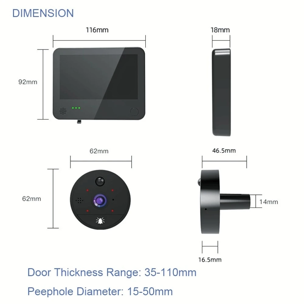 Tuya Smart 1080P Wifi Video Peephole For Door Viewer Home Video-eye Intercoms For The Apartment Video Doorbell Intercom For Home