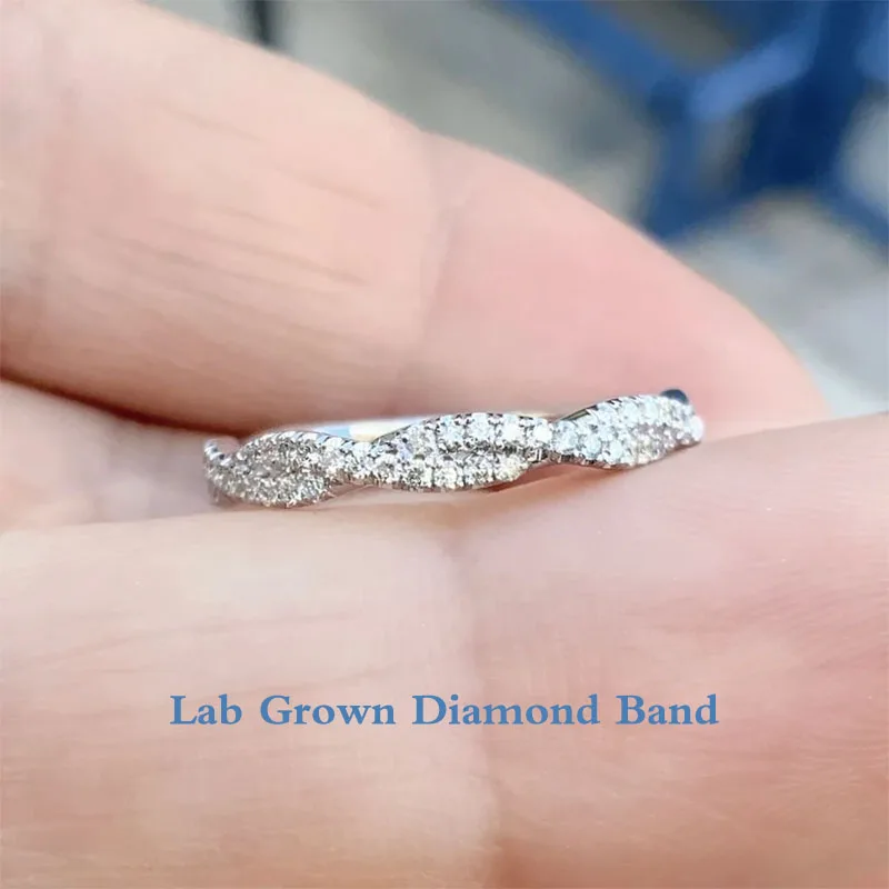 

Platinum 950 0.25ctw Lab Grown Diamond Eternity Twist Ring 2.8 MM Width Pave Infinity Twisted Diamond Wedding Band Stacking