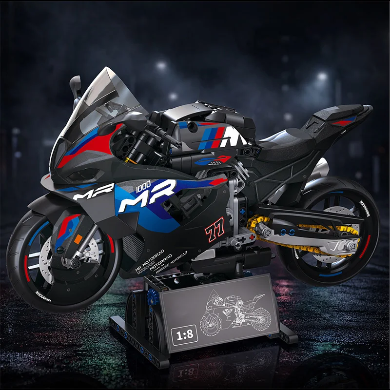 

1:8 Motorcycle Building Block Toy Model, Mechanical Motorcycle Assembly Model, Track Motorcycle Mechanical Set Model, Christmas Birthday Gift